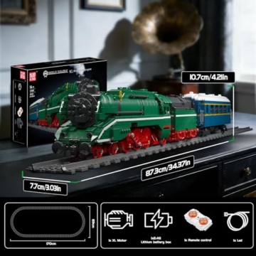 Mould King 12007 Technik Zug Bausteine Modell, 2412 Teile Ferngesteuertes Zug Blockmodell mit Fernbedienung und App Dual Control, Train Eisenbahn Kit als Spielzeug und Geschenk (14 Jahre und älter) - 5
