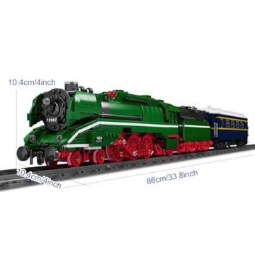 Mould King 12007 Technik Zug Eisenbahn, 2139 Teile APP Fernbedienung Dampflokomotive Zug Bausteine mit Licht Klemmbausteine - 2