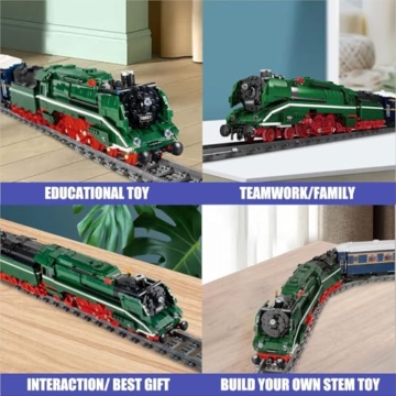 Mould King 12007 Technik Zug Eisenbahn, 2139 Teile APP Fernbedienung Dampflokomotive Zug Bausteine mit Licht Klemmbausteine - 4