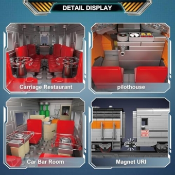 Mould King 12018 Technik Dampflok Zug Modell Bausatz, 1541 Teile Ferngesteuerte LED-Licht Dampflokomotive Baustein Set, Technik Eisenbahn-Set Geschenk für Erwachsene & Jugendliche - 3
