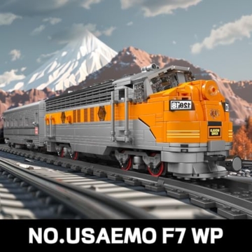 Mould King 12018 Technik Ferngesteuert USA EMD F7 WP Diesel Locomotive Eisenbahnen Zug Beleuchtung Bauklötze Set LED Licht Baukasten 1541 Stück Mit Schienenlieferung Klemmbausteine Bausatz - 2