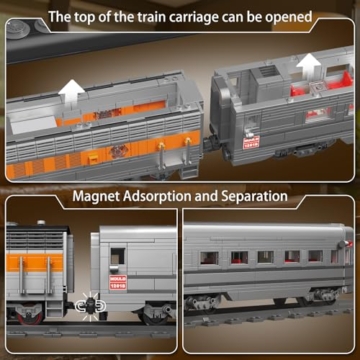 Mould King 12018 Technik Ferngesteuert USA EMD F7 WP Diesel Locomotive Eisenbahnen Zug Beleuchtung Bauklötze Set LED Licht Baukasten 1541 Stück Mit Schienenlieferung Klemmbausteine Bausatz - 3