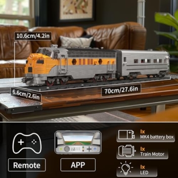 Mould King 12018 Technik Ferngesteuert USA EMD F7 WP Diesel Locomotive Eisenbahnen Zug Beleuchtung Bauklötze Set LED Licht Baukasten 1541 Stück Mit Schienenlieferung Klemmbausteine Bausatz - 4