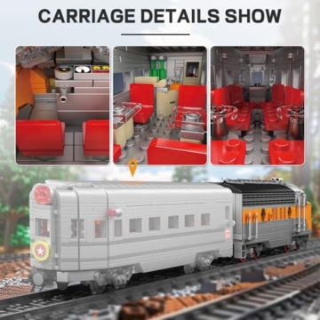 Mould King 12018 Technik Ferngesteuert USA EMD F7 WP Diesel Locomotive Eisenbahnen Zug Beleuchtung Bauklötze Set LED Licht Baukasten 1541 Stück Mit Schienenlieferung Klemmbausteine Bausatz - 5