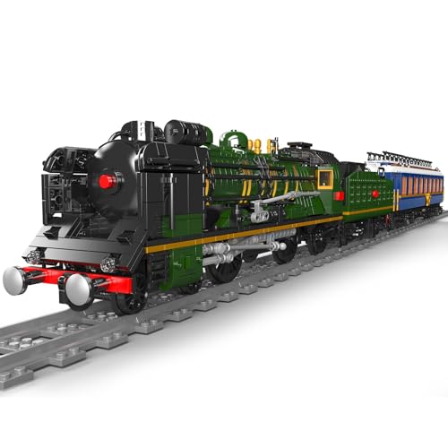 Mould King 12025 Technik Zug Modell Bausteine, 3898 Teile Dampflokomotive Zug Bausatz mit Eisenbahn und LED Licht Beleuchtung Klemmbausteine Bausatz - 2