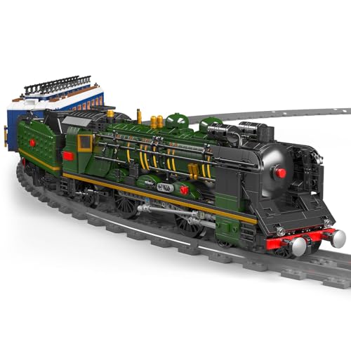 Mould King 12025 Technik Zug Modell Bausteine, 3898 Teile Dampflokomotive Zug Bausatz mit Eisenbahn und LED Licht Beleuchtung Klemmbausteine Bausatz - 3