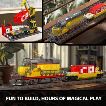 Mould King 12027 Technik Diesellokomotive Zug-Bausatz mit Sattelauflieger & Kran Ferngesteuertes Modell, Sammlerstück für Erwachsene und Eisenbahn-Enthusiasten (1257 Teile) - 4