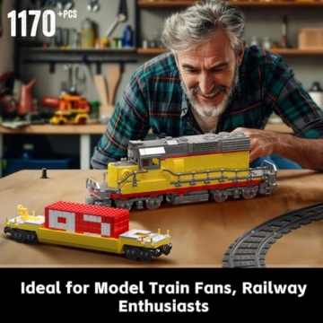 Mould King 12027 Technik Diesellokomotive Zug-Bausatz mit Sattelauflieger & Kran Ferngesteuertes Modell, Sammlerstück für Erwachsene und Eisenbahn-Enthusiasten (1257 Teile) - 6