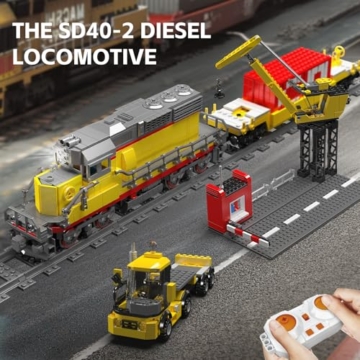 Mould King 12027 Technik Diesellokomotive Zug-Bausatz mit Sattelauflieger & Kran Ferngesteuertes Modell, Sammlerstück für Erwachsene und Eisenbahn-Enthusiasten (1257 Teile) - 7