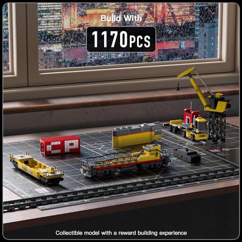 Mould King 12027 Technik Ferngesteuert Klemmbausteine Zug Güterzug Bausteine Eisenbahn Elektrisch Bauspielzeug mit Schienen Geschenk für Erwachsene(1170 Teile) - 3