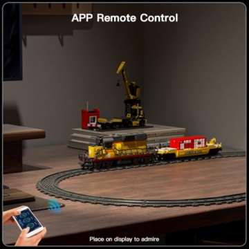 Mould King 12027 Technik Ferngesteuert Klemmbausteine Zug Güterzug Bausteine Eisenbahn Elektrisch Bauspielzeug mit Schienen Geschenk für Erwachsene(1170 Teile) - 4