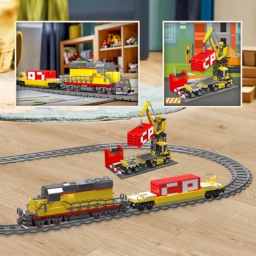 Mould King 12027 Technik Zug Eisenbahn Bausteine Modell, 1170 Teile Diesellokomotive Ferngesteuertes Zug Modellbausatz Bausteinset als Spielzeug/Geschenk/Sammlerstücke - 2