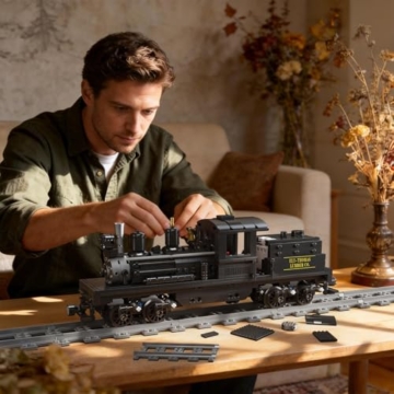 Mould King 12032 Ferngesteuerter Zug Bausteine Modell, 880 Teile Technik Dampflokomotive Klemmbausteine Bausatz, Eisenbahnen Zug Kit Spielzeug für Erwachsene/Jugendliche ab 14 Jahren - 5