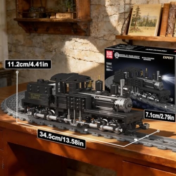 Mould King 12032 Ferngesteuerter Zug Bausteine Modell, 880 Teile Technik Dampflokomotive Klemmbausteine Bausatz, Eisenbahnen Zug Kit Spielzeug für Erwachsene/Jugendliche ab 14 Jahren - 6