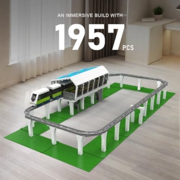 Mould King 12040 Technik Bahnhof, 2,4g Fernbedienung Und App Dual Control, Modellbausatz Für Diesel Locomotive Eisenbahnen Zug, Technologie Zusammengebaute ​​Schienenzug (1957 PCS) - 5