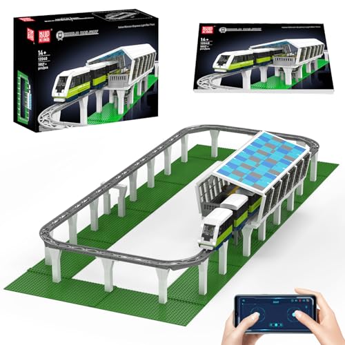 Mould King 12040 Technik Bahnhof, 2,4g Fernbedienung Und App Dual Control, Modellbausatz Für Diesel Locomotive Eisenbahnen Zug, Technologie Zusammengebaute ​​Schienenzug (1957 PCS) - 1