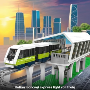 Mould King 12040 Technik Ferngesteuert Italienischer Magnetzug-Baustein-Bastelset,Modell für den städtischen Verkehr APP Klemmbausteine Bausatz（Gleissystem + elektrischer Antrieb + Fernsteuerung） - 2