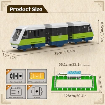 Mould King 12040 Technik Ferngesteuert Italienischer Magnetzug-Baustein-Bastelset,Modell für den städtischen Verkehr APP Klemmbausteine Bausatz（Gleissystem + elektrischer Antrieb + Fernsteuerung） - 6