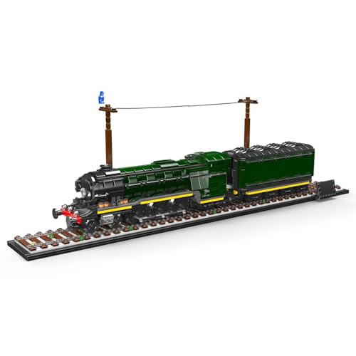 Mould King 12044 Technik MOC Flying Scotsman Dampflokomotiv-Baustein-Modell, 1766 Stück Mit Schienenlieferung Güterwagen Technologie Klemmbausteine Bausatz Zug Mechanische Struktur Erwachsenen-Bastel - 3