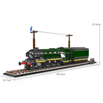 Mould King 12044 Technik MOC Flying Scotsman Dampflokomotiv-Baustein-Modell, 1766 Stück Mit Schienenlieferung Güterwagen Technologie Klemmbausteine Bausatz Zug Mechanische Struktur Erwachsenen-Bastel - 5