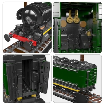Mould King 12044 Technik MOC Flying Scotsman Dampflokomotiv-Baustein-Modell, 1766 Stück Mit Schienenlieferung Güterwagen Technologie Klemmbausteine Bausatz Zug Mechanische Struktur Erwachsenen-Bastel - 6