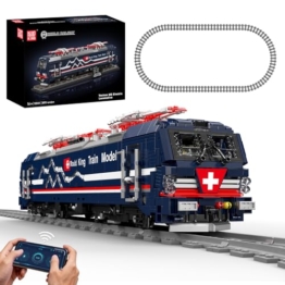 Mould King 12045 Elektrische Lokomotive Modell Klemmbausteine Bausatz Kit, MOC 3072+ Zug Bausteine Set mit APP und Fernbedienung, Sammelsschenk für Zug Liebhaber/Erwachsene/Jugendliche14+ - 1