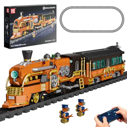 Mould King 12046 Technik Steampunk Dampflokomotive Zug Bausteine Ferngesteuerter Klemmbausteine Zug Elektrisch Locomotive Sammlerstück Geschenk für Erwachsene (1954 Teile) - 1