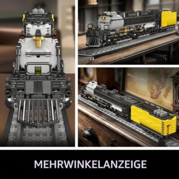 Mould King 12049 Technik Dampfzug Zug Bausteinset, 3040 Teile Detailliertes Modell, Dampflok Nachbildung Bausteine Spielzeug Geschenke für Erwachsene (Statische Version) - 3