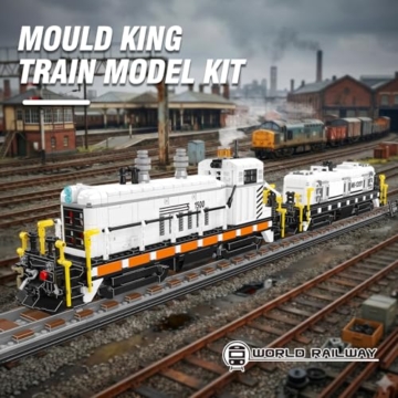 Mould King 12051 Diesel Lok Klemmbausteine Set EMD SW1500, Große Rangierlok mit Schienen & Waggon, Technik Modellbau Zug für Erwachsene, Sammler Eisenbahn (2462+ Teile) - 2