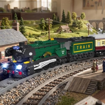 Mould King 12053 Technik Dampflok Klemmbausteine Bausatz, 2206 Teile Eisenbahn Modell mit Lokomotive, Personenwagen, Gleisen, Antriebskomponenten und detailreicher Zugkonstruktion - 2