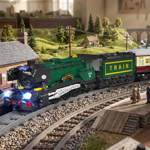Mould King 12053 Technik Dampflok Klemmbausteine Bausatz, 2206 Teile Eisenbahn Modell mit Lokomotive, Personenwagen, Gleisen, Antriebskomponenten und detailreicher Zugkonstruktion - 2