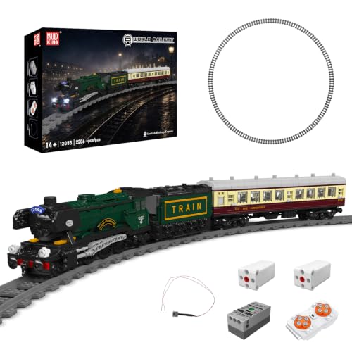 Mould King 12053 Technik Dampflok Klemmbausteine Bausatz, 2206 Teile Eisenbahn Modell mit Lokomotive, Personenwagen, Gleisen, Antriebskomponenten und detailreicher Zugkonstruktion - 1
