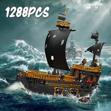Mould King 13083 Piratenschiff Bausteine für Kinder, 1288 Teile Bauspielzeug für Piraten