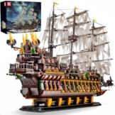 Mould King 13197 Piratenschiff Baukasten, MOC Springendes Kreatives Piratenschiff des Holländers, (4364 Teile), STEM Technik Schiffsmodell Klemmblock, Technik Klemmbausteine Bausatz Spielzeug - 1