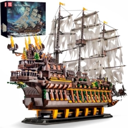 Mould King 13197 Piratenschiff Baukasten, MOC Springendes Kreatives Piratenschiff des Holländers, (4364 Teile), STEM Technik Schiffsmodell Klemmblock, Technik Klemmbausteine Bausatz Spielzeug - 1