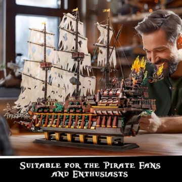 Mould King 13197 Piratenschiff Baukasten, MOC Springendes Kreatives Piratenschiff des Holländers, (4364 Teile), STEM Technik Schiffsmodell Klemmblock, Technik Klemmbausteine Bausatz Spielzeug - 7