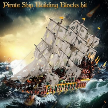 Mould King 13197 Piratenschiff Bausteine, 4364 Teiles Groß Kreatives Piratenschiff des Holländers Modell, Modellbausatz Klemmbausteine Geschenke für Kinder ab 14 Jahren/Erwachsene - 2