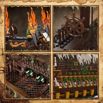 Mould King 13197 Piratenschiff Bausteine, 4364 Teiles Groß Kreatives Piratenschiff des Holländers Modell, Modellbausatz Klemmbausteine Geschenke für Kinder ab 14 Jahren/Erwachsene - 3