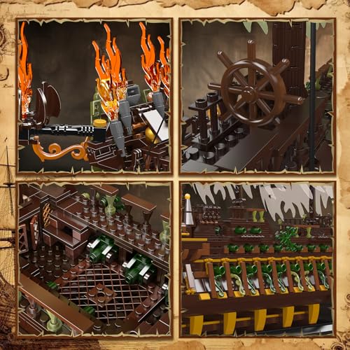 Mould King 13197 Piratenschiff Bausteine, 4364 Teiles Groß Kreatives Piratenschiff des Holländers Modell, Modellbausatz Klemmbausteine Geschenke für Kinder ab 14 Jahren/Erwachsene - 3