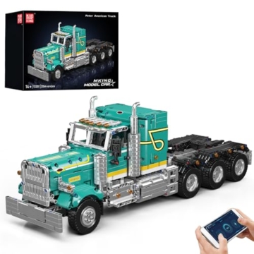 Mould King 13201 Technik American Truck Spielzeugauto Modellbausatz - Klemmbausteine Klassischer LKW Bausteine Auto Konstruktionsspielzeug Set Geschenke für Erwachsene ab 14 Jahren (2064+ Teile) - 1