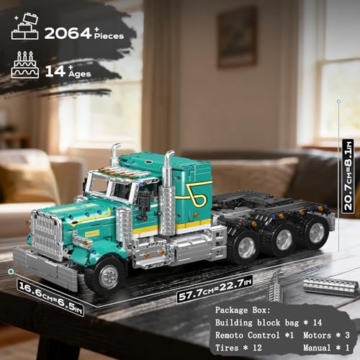 Mould King 13201 Technik American Truck Spielzeugauto Modellbausatz - Klemmbausteine Klassischer LKW Bausteine Auto Konstruktionsspielzeug Set Geschenke für Erwachsene ab 14 Jahren (2064+ Teile) - 7