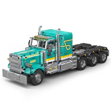 Mould King 13201 Technik Amerikanisches Zugmaschinen-Fernsteuerungs-Baustein-Modell | 2064 Partikel | Elektrischer Antrieb mit APP+2.4G-Dualsteuerung | Technologie Traktor Klemmbausteine Bausatz - 2
