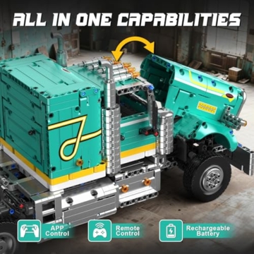 Mould King 13201 Technik Ferngesteuerter Amerikanisches LKW Klemmbausteine Bausteine, 2064 Teile MOC Technologie LKW Modell für ab 14 Jahren/Erwachsene/Sammler - 2