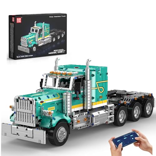 Mould King 13201 Technik Ferngesteuerter Amerikanisches LKW Klemmbausteine Bausteine, 2064 Teile MOC Technologie LKW Modell für ab 14 Jahren/Erwachsene/Sammler - 1