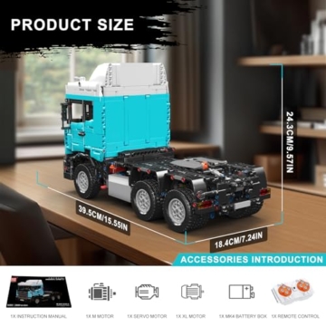 Mould King 13203 Technik LKW Zugmaschine Mobile Bausteine, 2060 Teile Tractor Truck Modell Klemmbausteine mit Motoren, Spielzeug Geschenk für Erwachsene und Kinder - 2