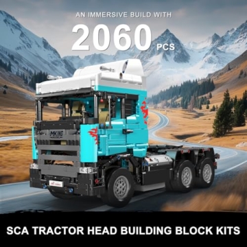 Mould King 13203 Technik LKW Zugmaschine Mobile Bausteine, 2060 Teile Tractor Truck Modell Klemmbausteine mit Motoren, Spielzeug Geschenk für Erwachsene und Kinder - 3