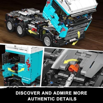 Mould King 13203 Technik LKW Zugmaschine Mobile Bausteine, 2060 Teile Tractor Truck Modell Klemmbausteine mit Motoren, Spielzeug Geschenk für Erwachsene und Kinder - 4