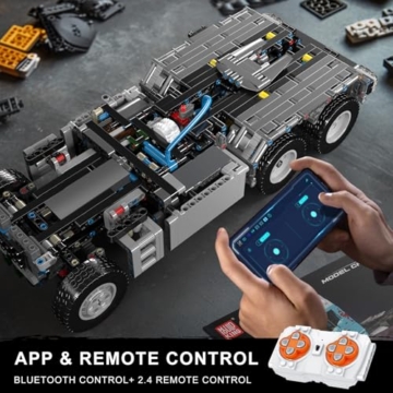 Mould King 13203 Technik LKW Zugmaschine Mobile Bausteine, 2060 Teile Tractor Truck Modell Klemmbausteine mit Motoren, Spielzeug Geschenk für Erwachsene und Kinder - 5