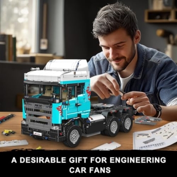 Mould King 13203 Technik LKW Zugmaschine Mobile Bausteine, 2060 Teile Tractor Truck Modell Klemmbausteine mit Motoren, Spielzeug Geschenk für Erwachsene und Kinder - 7
