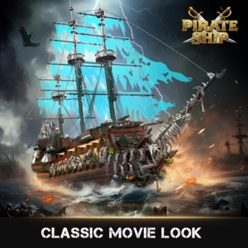 Mould King 13218 Piratenschiff Bausteine, MOC Fliegenden Holländers groß Segelschiff Spielzeug Modell für Erwachsene (6849 Stück) - 2